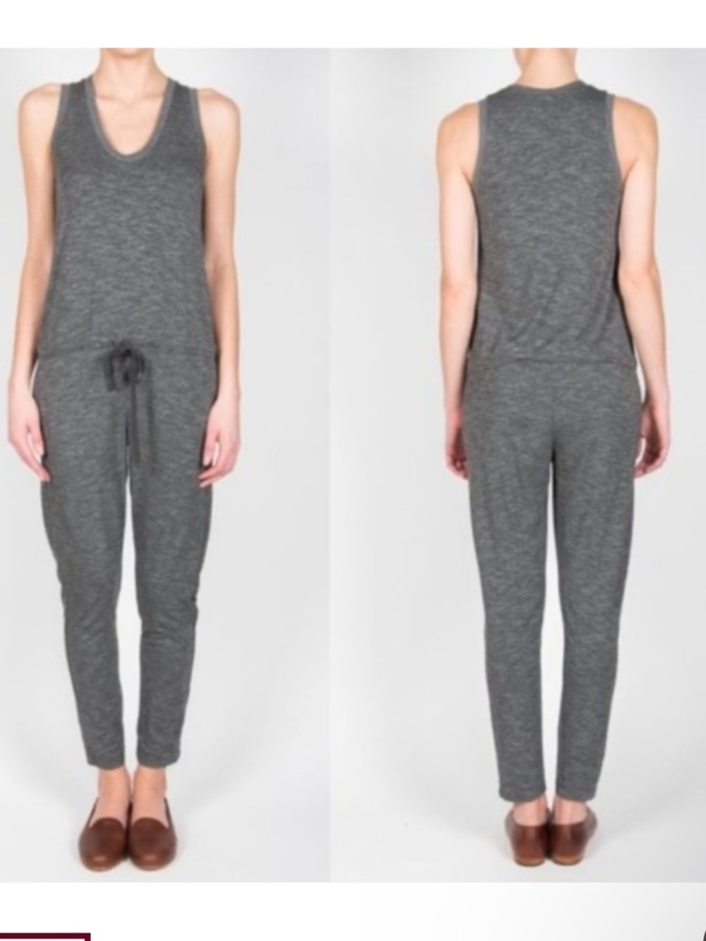 Dolan Anthropologie gray T shirt tank stretch drawstring jumpsuit XS